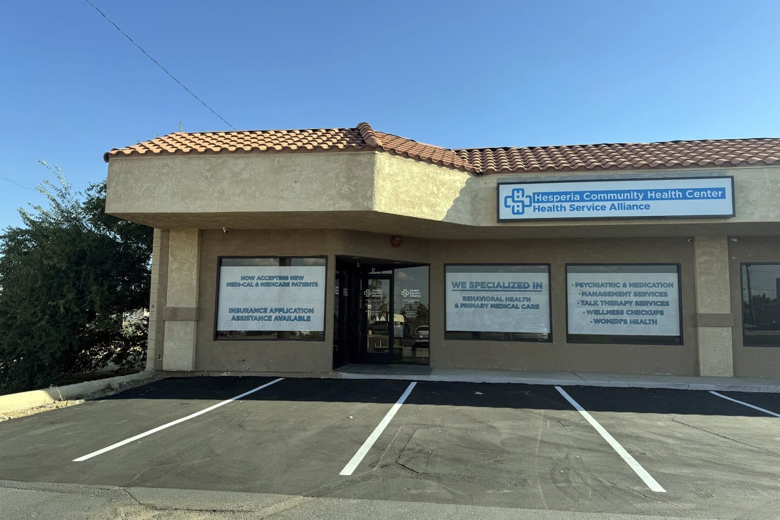 The Hesperia Community Health Center building on Main Street