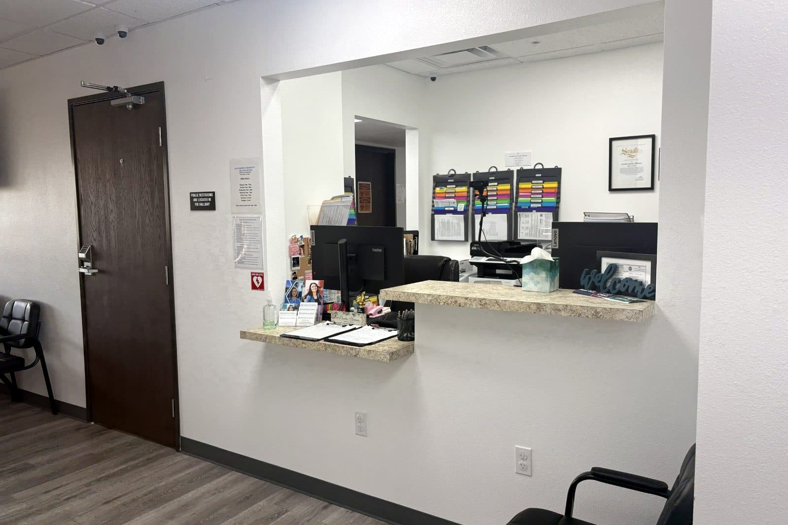 The front desk inside the Palm Desert center